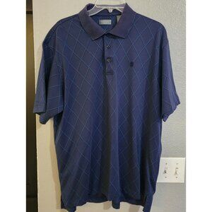 Izod Golf Blue Argyle Mens Short Sleeve Polo Shirt Large‎ Collard Casual Wear
